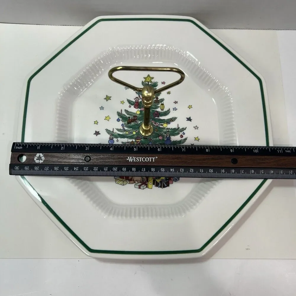 Nikko Christmastime Handled Tray Serving Christmas China EUC With Box Holiday